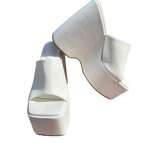 Circus NY White Platform Wedge Mules Square Toe Y2K Retro Bratz Shoes 7